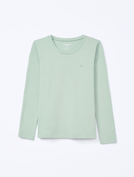CAMISETA BÁSICA INFANTIL CON BORDADO ROSADO