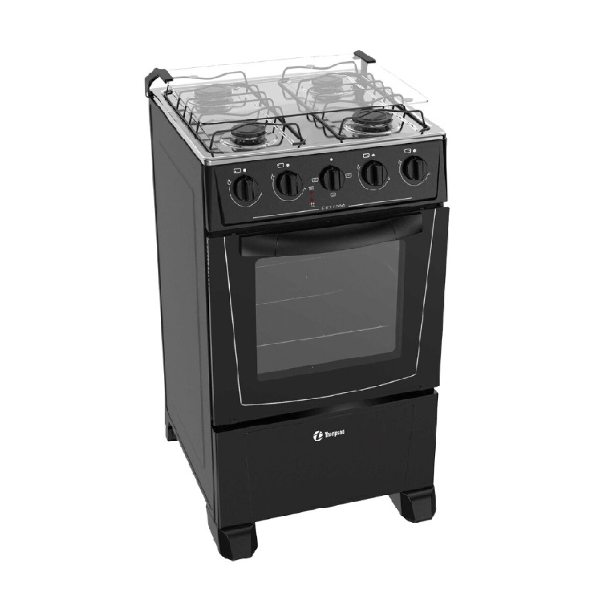 Cocina Thompson Combinada Cth 150001 Negra a Gas 4 H 