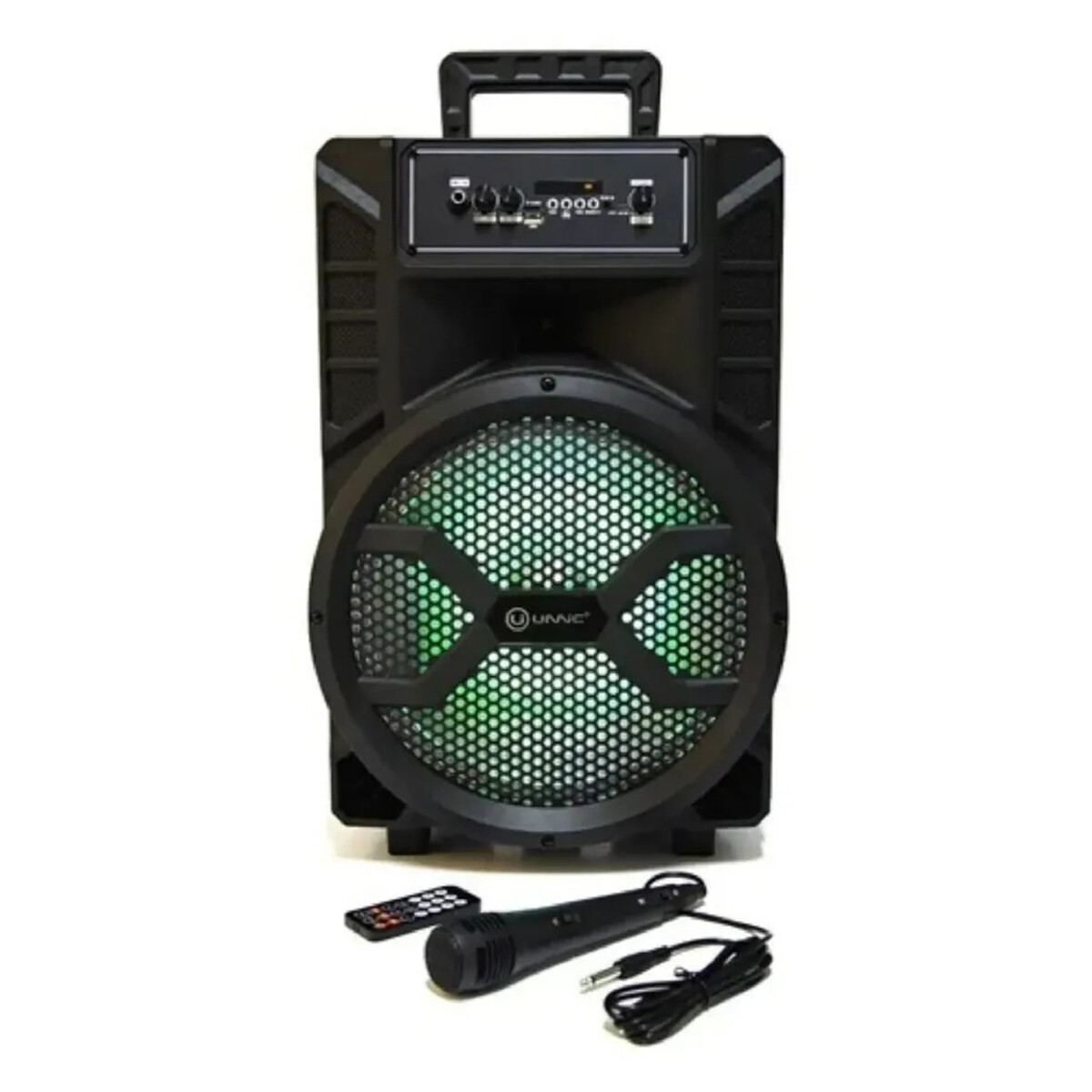 Parlante Activo 12' Telefunken + Mic Inalámbrico + Control Negro 