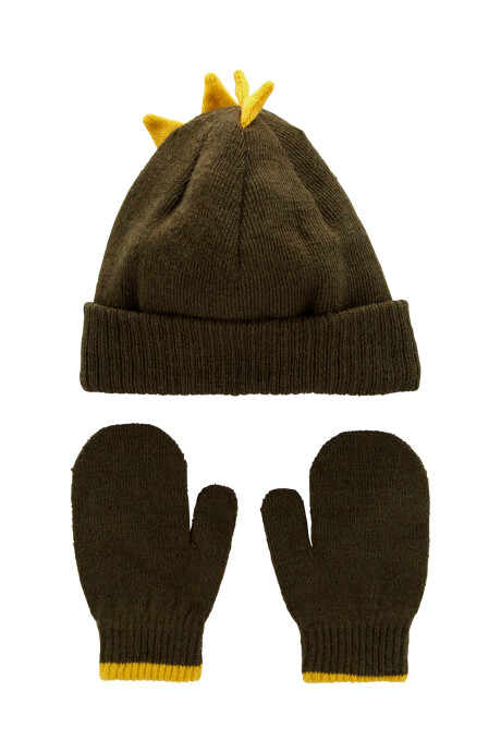 Set con Gorro de Dinosaurio y Guantes Sin color