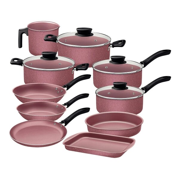 Batería De Cocina 10pzas Color Rosa - 28299/407 - Tramontina Batería De Cocina 10pzas Color Rosa - 28299/407 - Tramontina