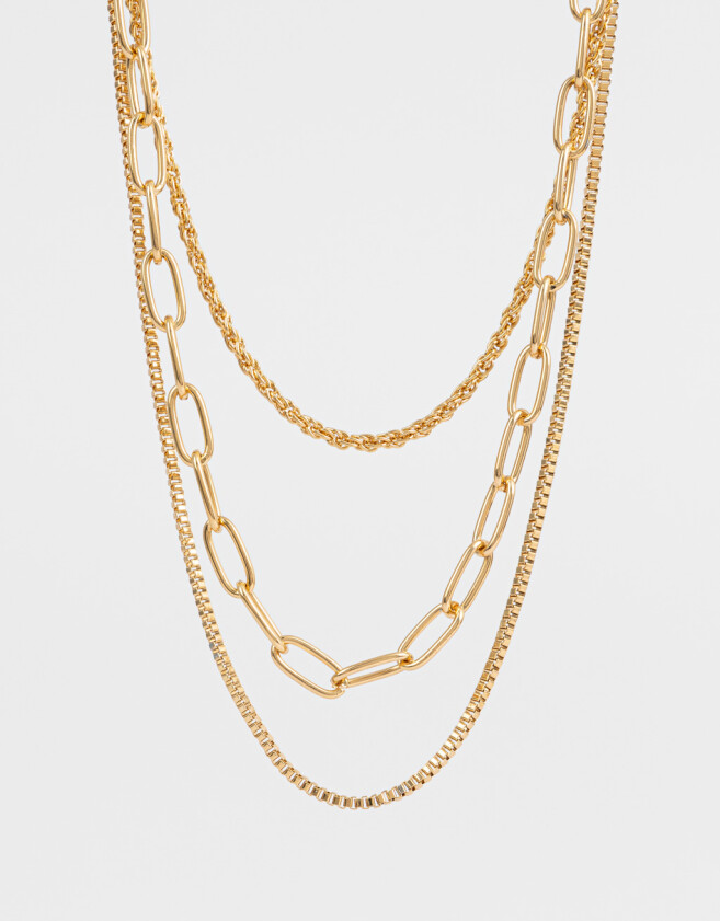 Collares Cortos Multi Cadenas Collar Corto Multicadenas - Dorado