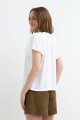 Blusa manga corta con frunce en hombros BLANCO