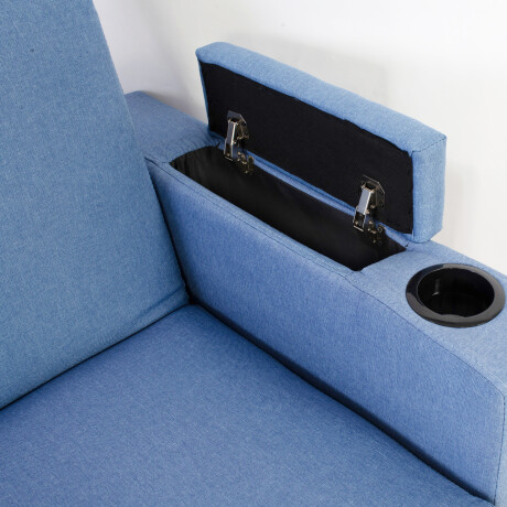 SOFÁ CAMA CON PUFF TELA AZUL LARA NAVY
