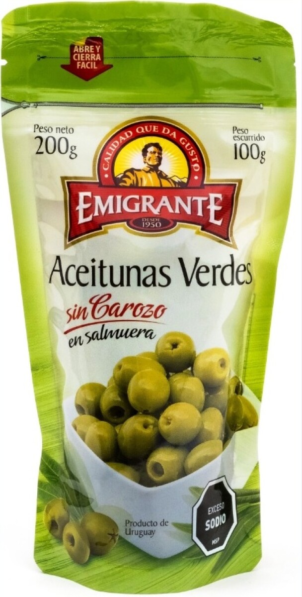 Aceituna sin carozo doy pack 200g EMIGRANTE 