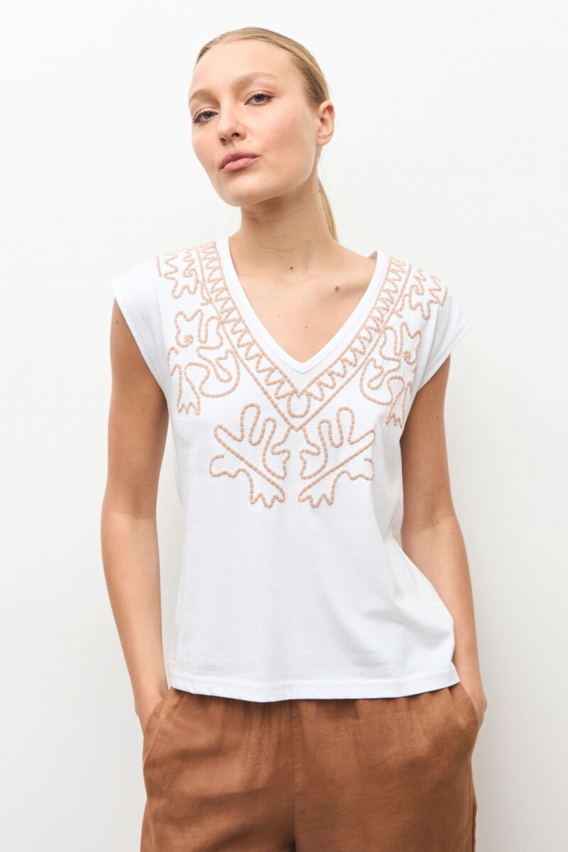 Remera puff print blanco