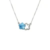 Conjunto Flor doble - Plata 925 - Cristal azul - CJ3023 conpiedra