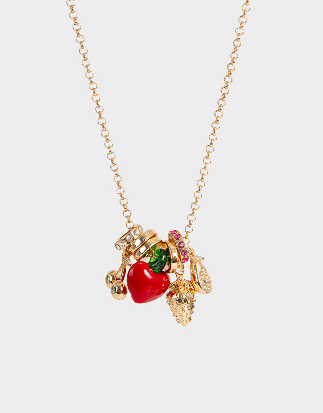 Collares Cortos Frutas Collar Corto Multidijes Frutas - Dorado
