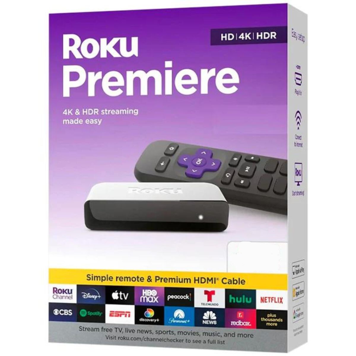 TV Box Roku Premiere 4K HD HDR 