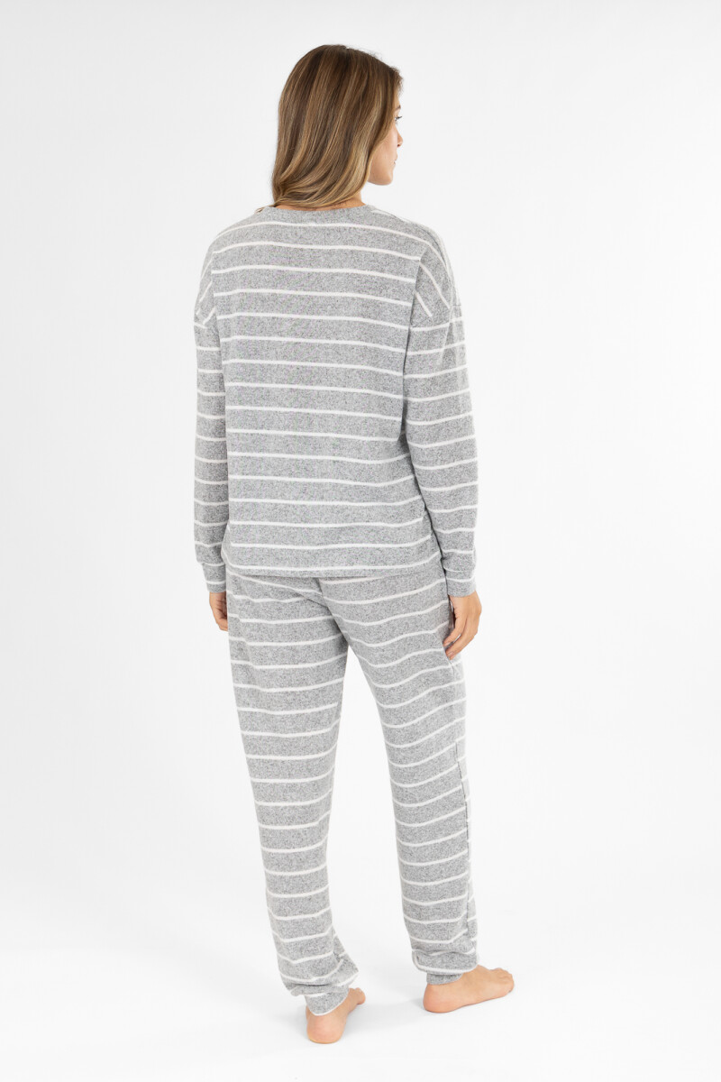 Pijama hacci rayado gris Gris