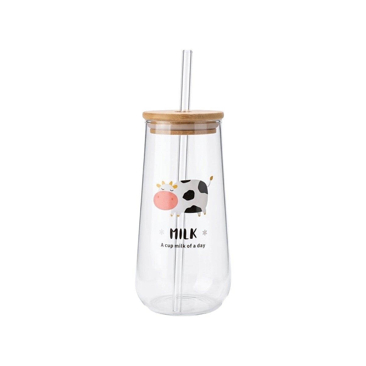VASO VIDRIO C/DIS/TAPA/PAJITA 500ML 