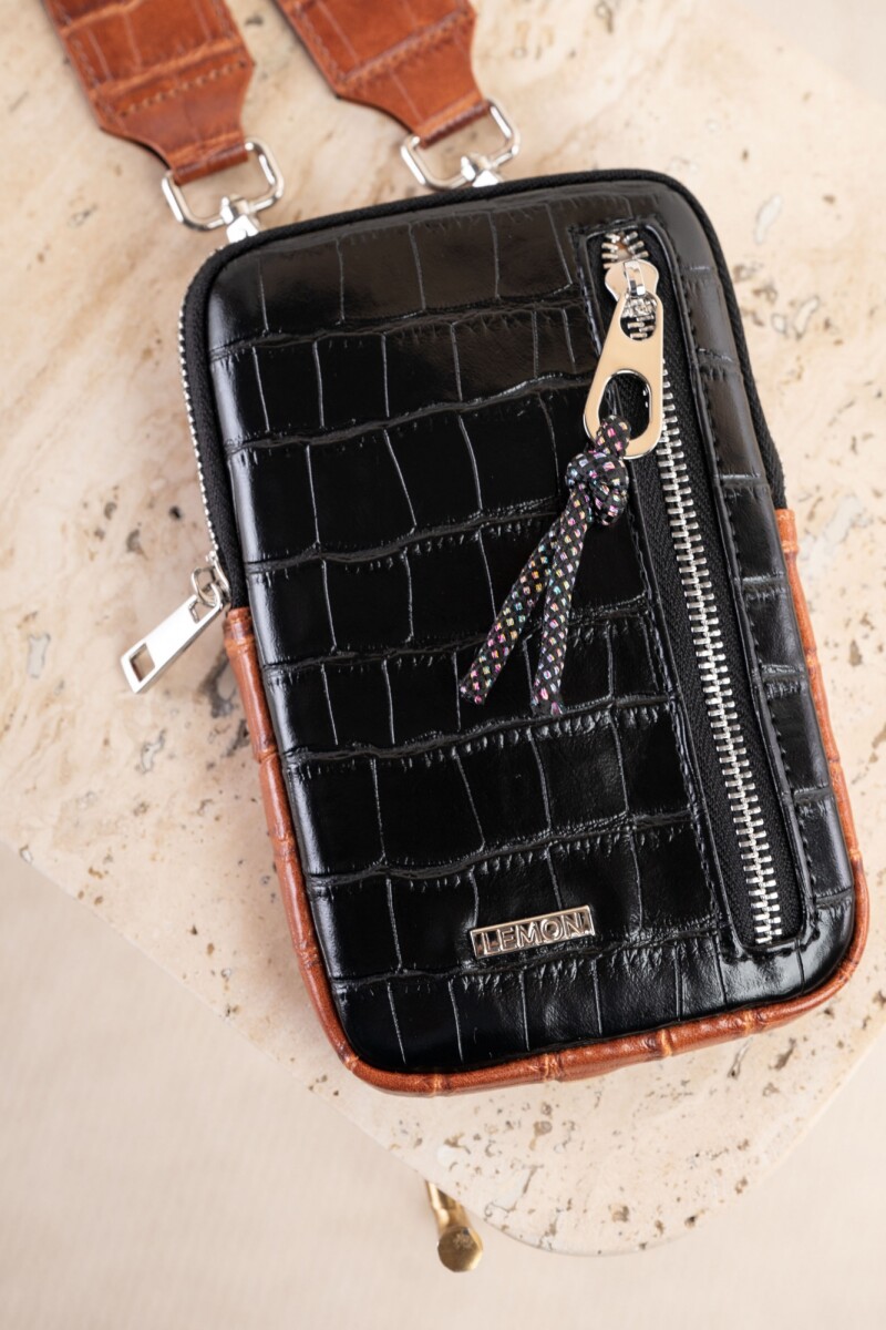 Porta Celular Croco Combinado - Negro 