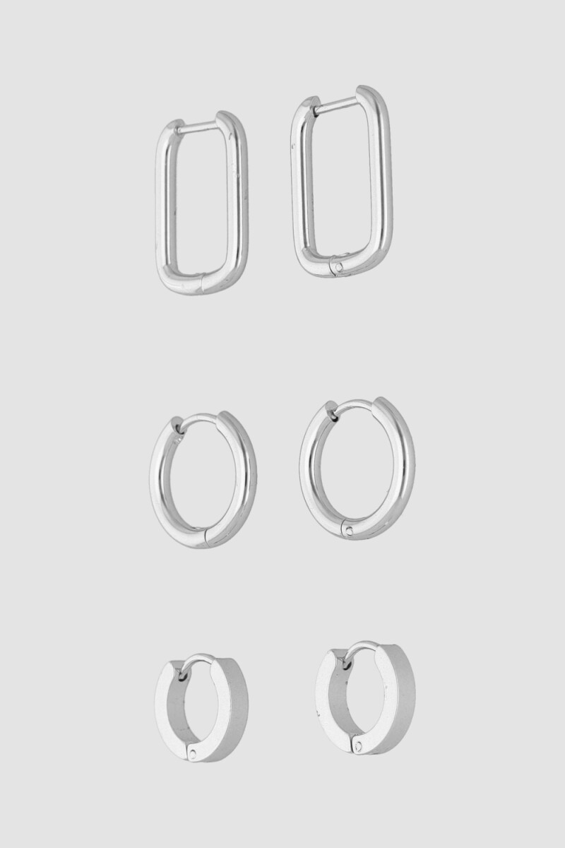 Pack de 3 aros geometricos - Plata 
