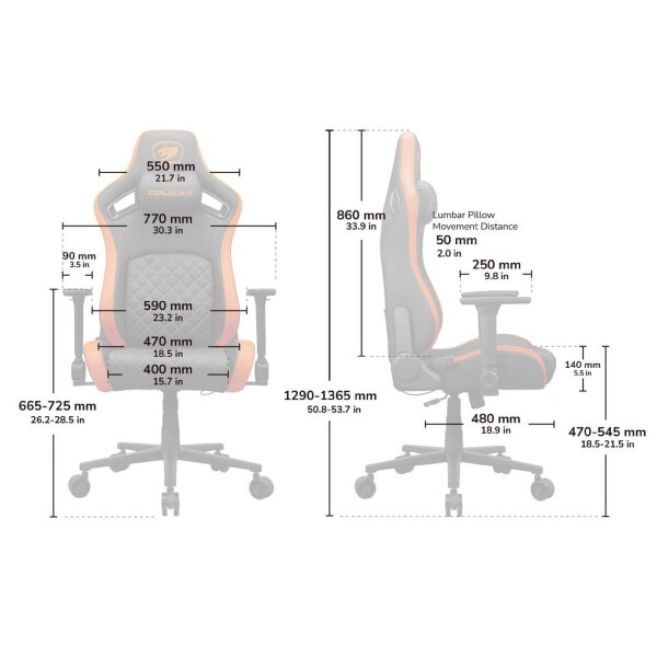 Silla Gamer Escritorio Cougar Defensor F SILLA COUGAR DEFENSOR ORANGE