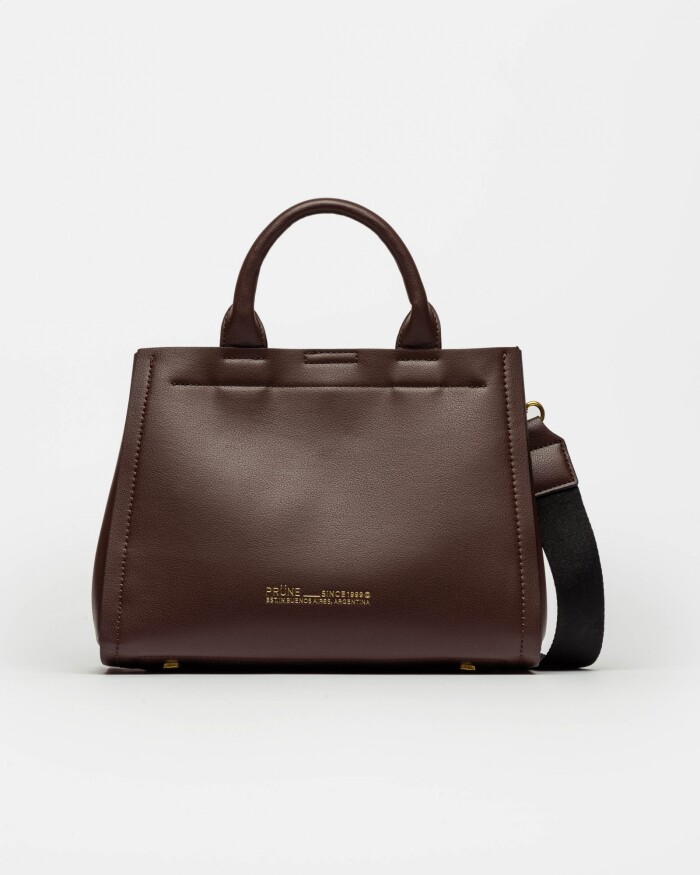 Cartera de Mano Anette Chica en Efecto Cuero Liso Marron