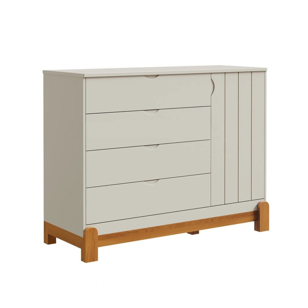 Cómoda 4 Cajones 1 Puerta Infantil - Lotus Gris