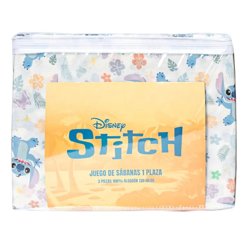 Juego De Sábanas 1 Plaza 130 Hilos 100% Algodón Stitch Para Cama Infantil Stitch