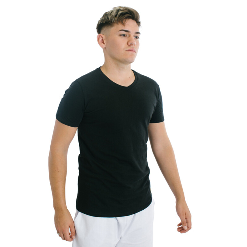 Muvem Men Plain V Neck T-Shirt Negro