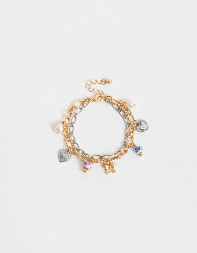 Pulseras Flexibles Multi dijes Pulsera Flexible Multidijes - Combinacion Bicolor