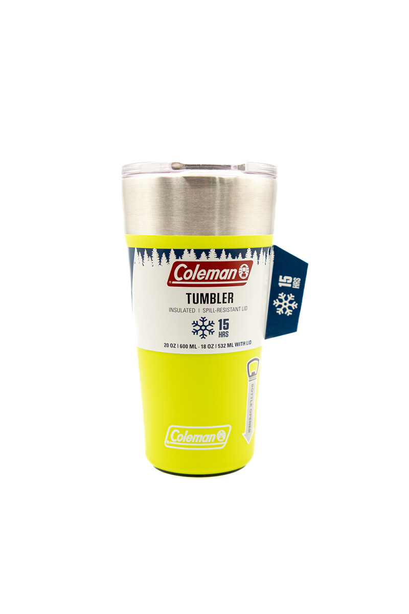 COLEMAN VASO CON TAPA Y ABRIDOR AMARILLO FLUOR