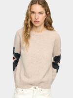 Jersey De Punto Con Flores beige