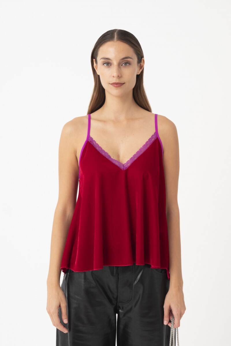 Top de bretel fino regulable Rojo