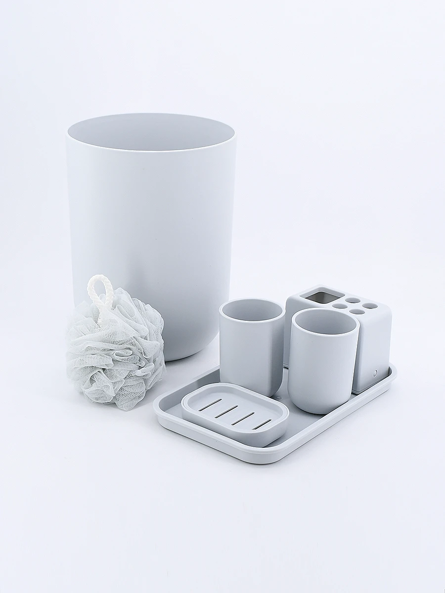 SET DE BAÑO X 7 UNIDADES - GRIS 