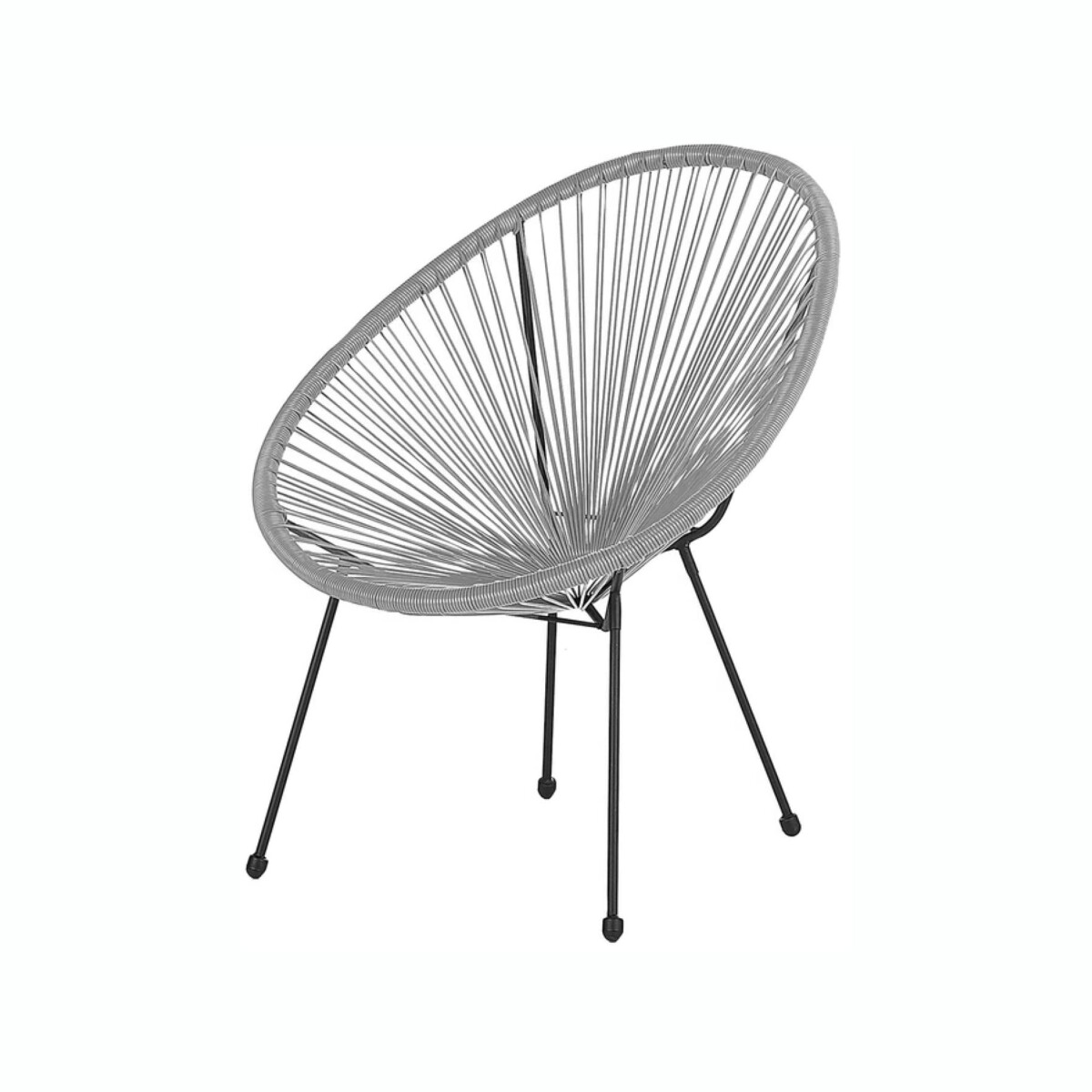 Silla Ovalada Símil Rattán RUSTICO SC-093KD Con Estructura de Acero - Gris 