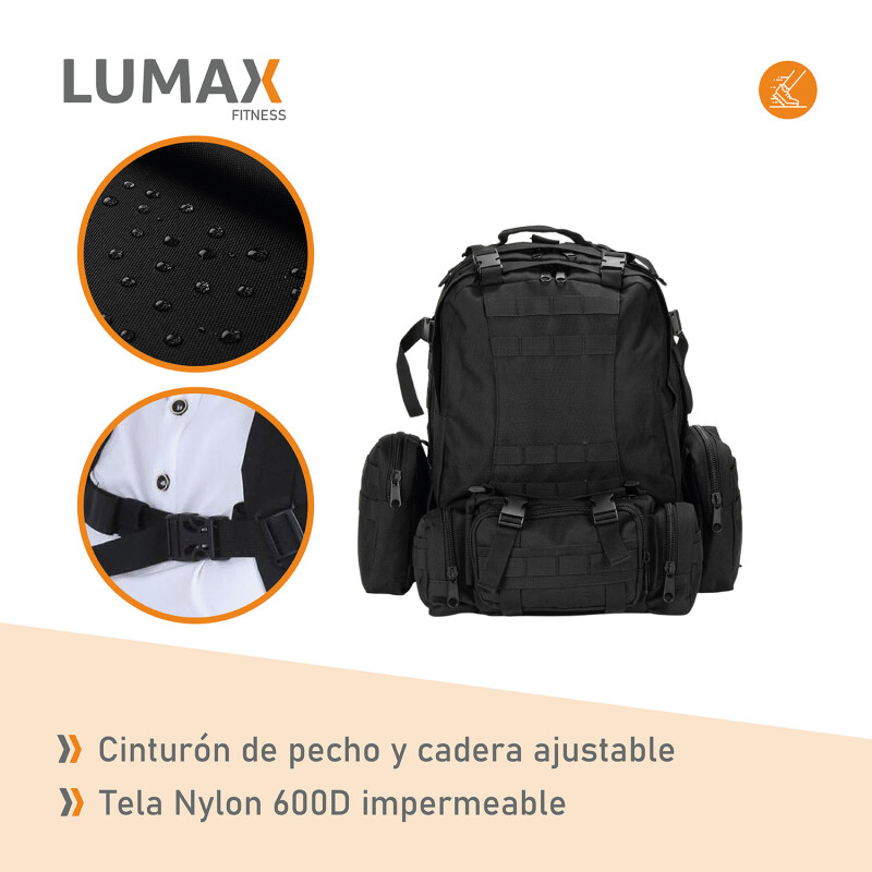 Mochila táctica 55 lts Varios Diseños Negro