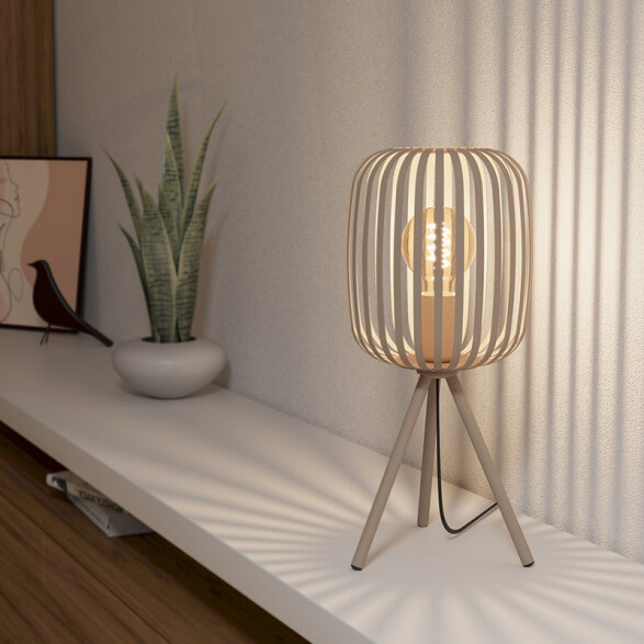 Lámpara de mesa E27 acero beige Ø20cm ROMAZZINA EG6028
