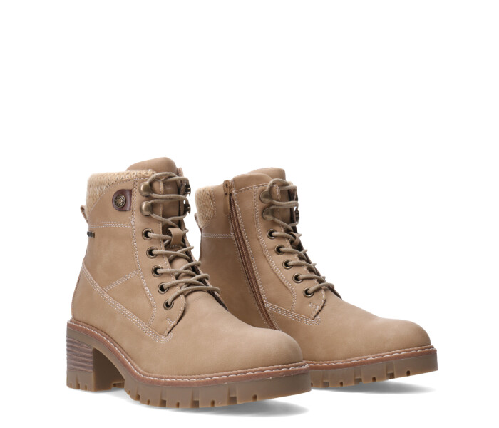 Botas de Mujer Miss Carol MOUNTY acordonada con Taco Beige