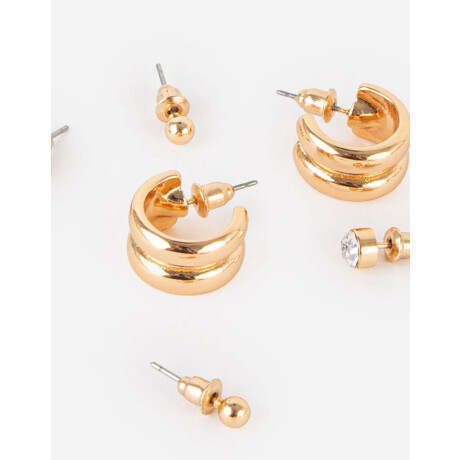Set De Aros Bañados En Oro Dorado