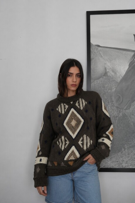 Sweater Gitano Lana Base Verde Seco