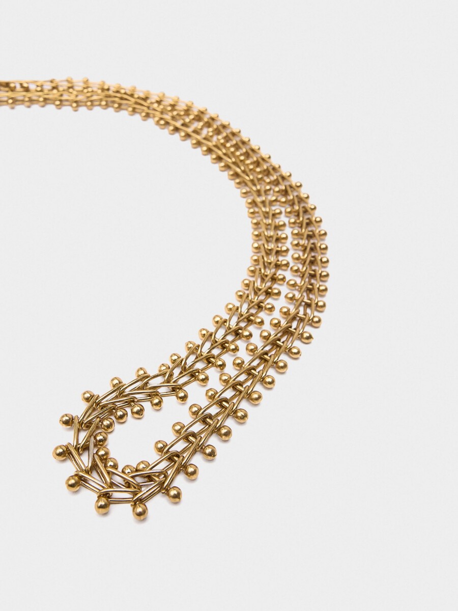 Collar Largo Con Colgante Flecos Metálicos dorado