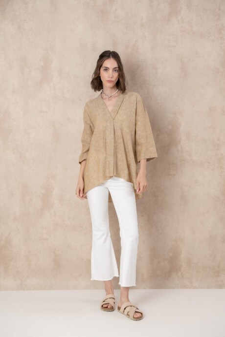 Blusa de lino Beige