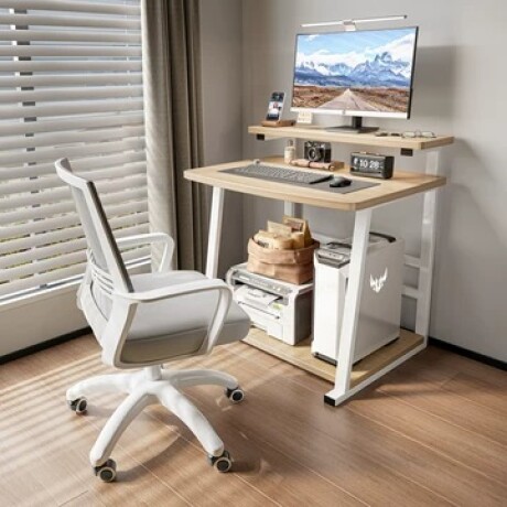 Escritorio Compacto con Ruedas 2 Estantes 60cm 806-3 NATURAL