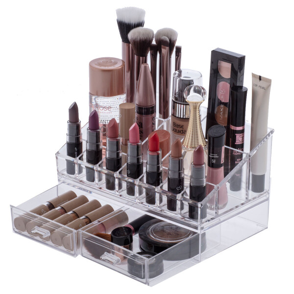ORGANIZADOR COSMETICOS 22X12X12 CMS CRISTAL TRANSPARENTE