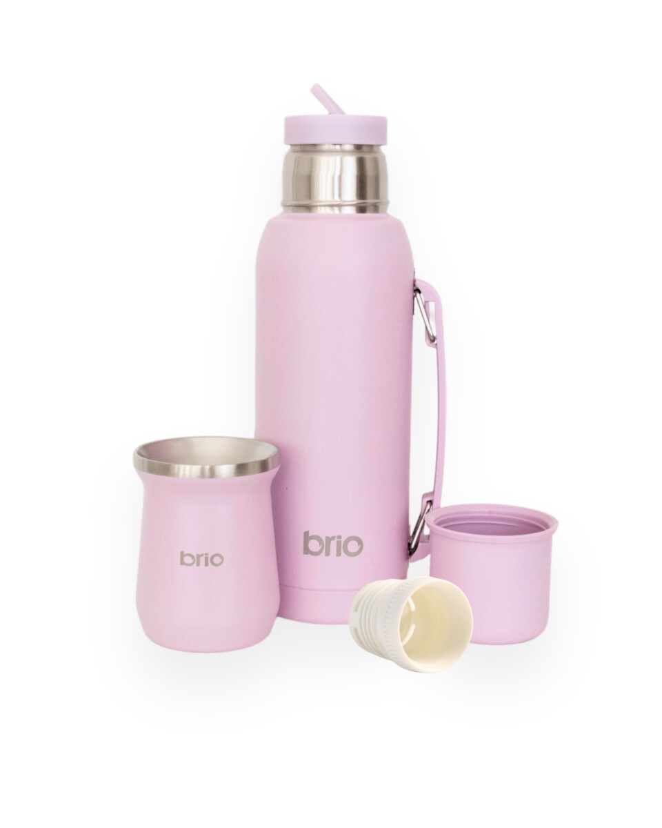 Set De Termo 1 Litro Y Mate Diseño Clásico brio Acero Inox - Lavanda 