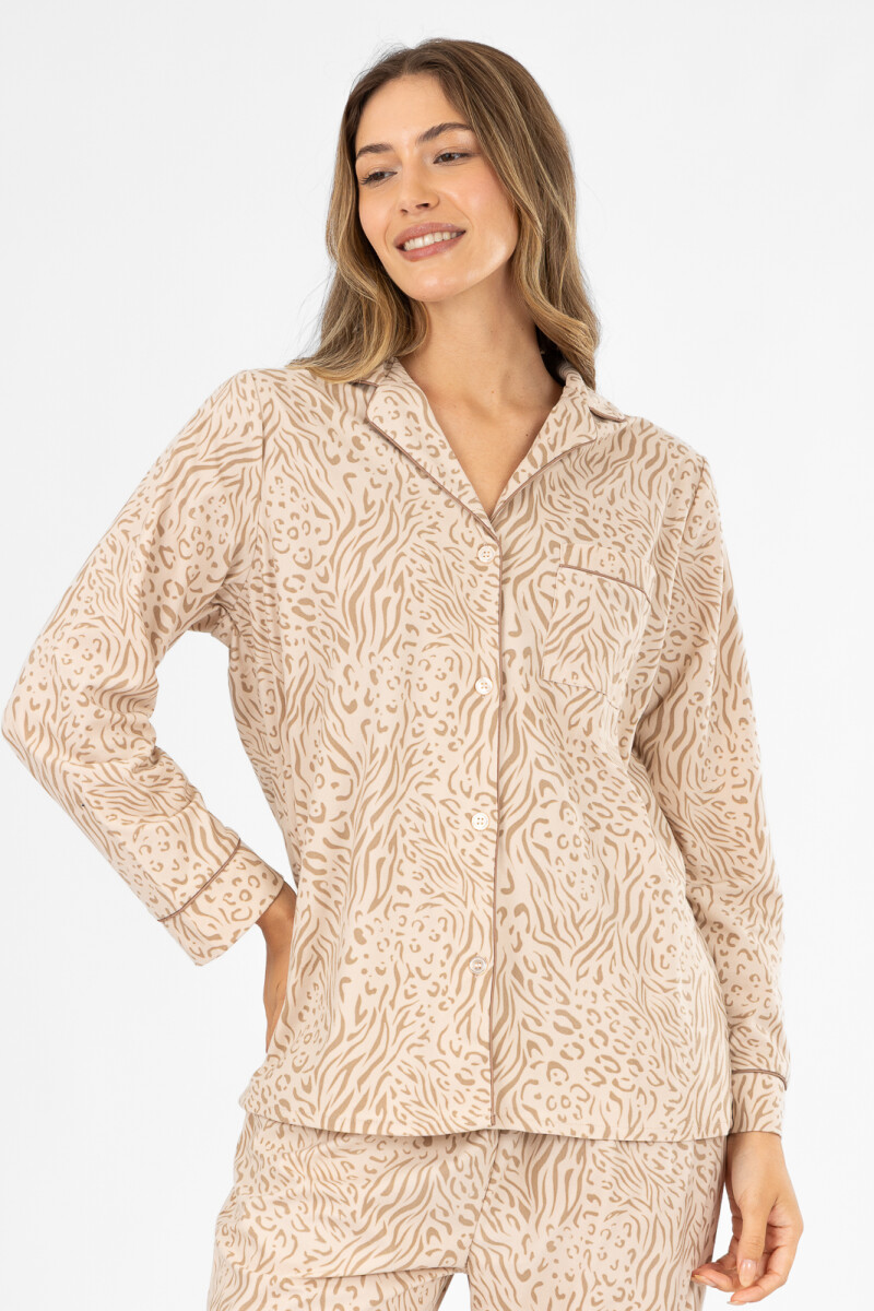 Pijama wincy animal print Crema