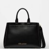 Cartera de Mano Anette Grande en Efecto Cuero Liso Negro