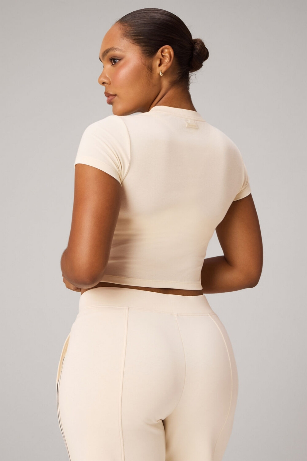 Polo Cotton Jersey Cropped Baby Tee Mujer Almond Milk