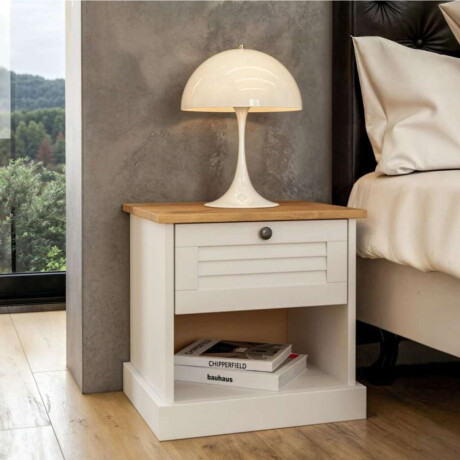 Mesa de Luz 1 Cajion Li­nea Valenciana Blanco