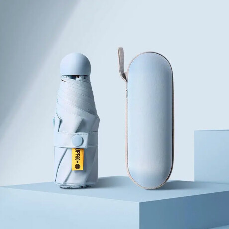 Paraguas plegable con mango y estuche colores pastel Azul Claro