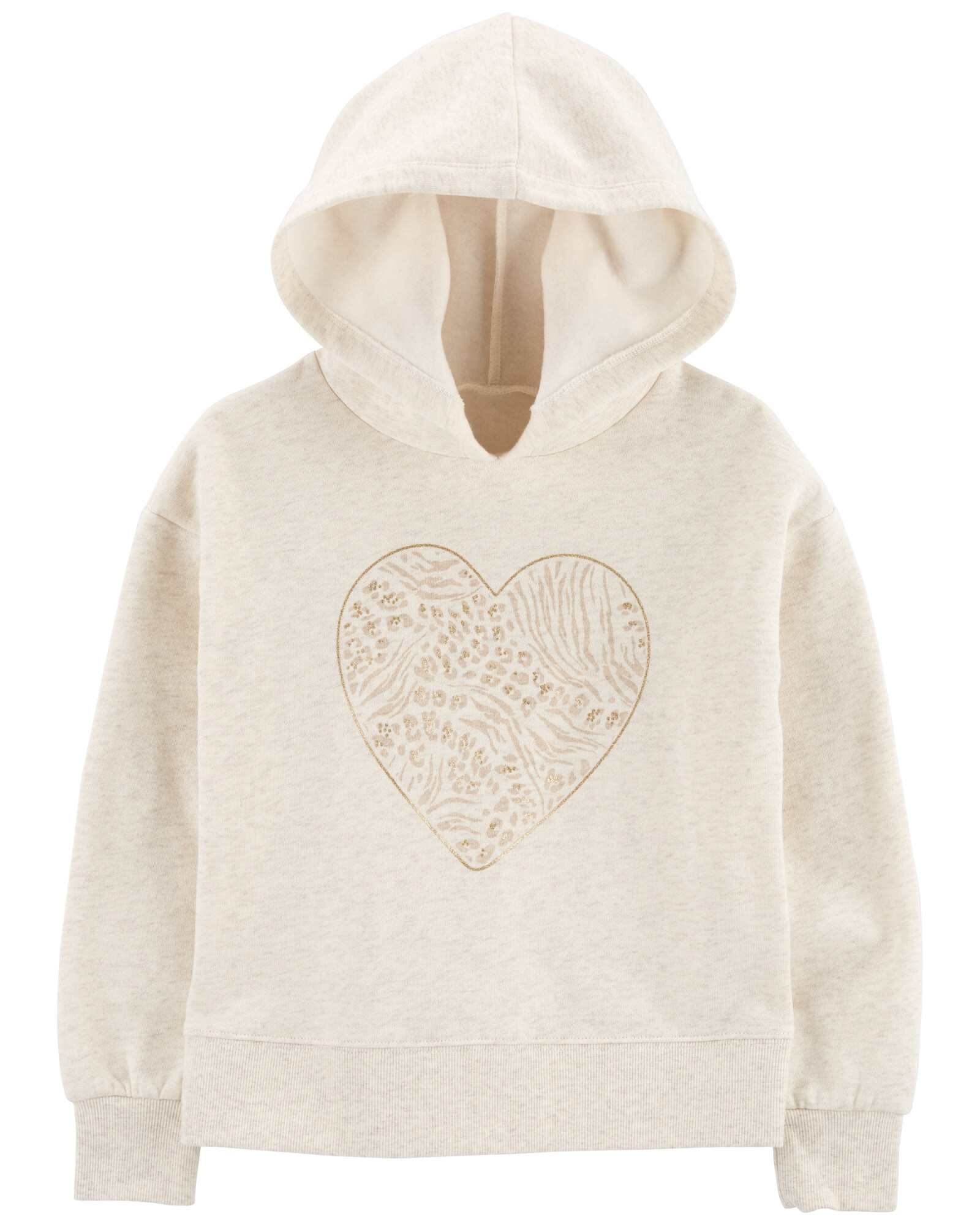Buzo de algodón con felpa con capucha estampa corazón Sin color