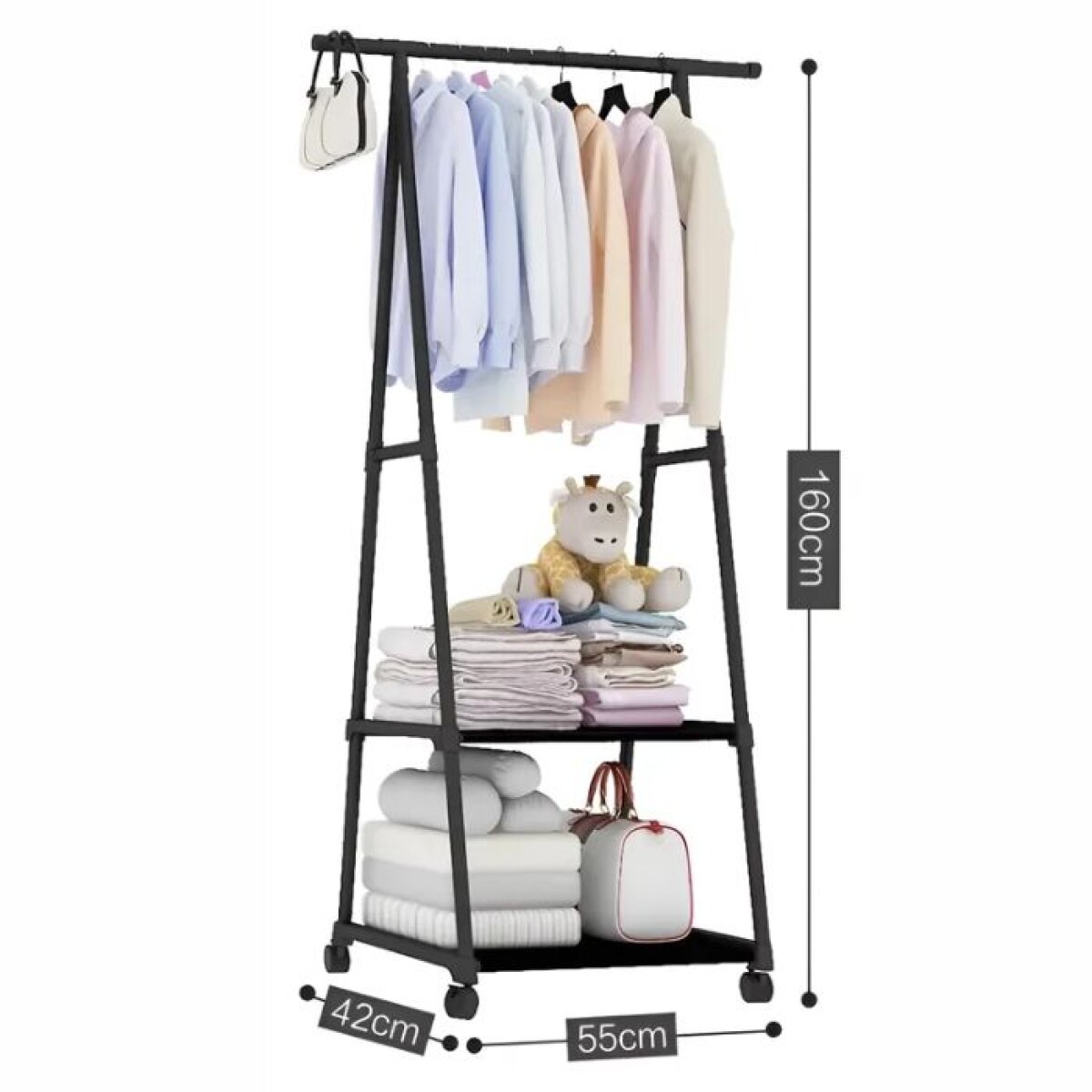 Perchero Triangular de Pie Multifuncional - NEGRO 