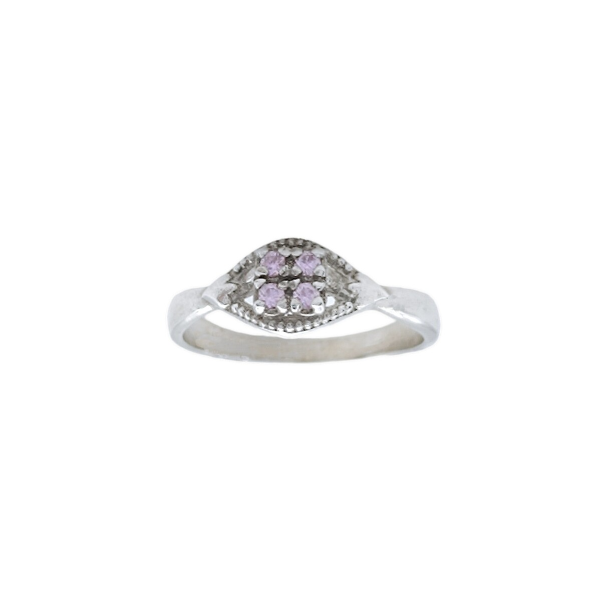 Anillo Cuadrado-Plata 950-Piedra Zirconia rosa-AN4080 - conpiedra 