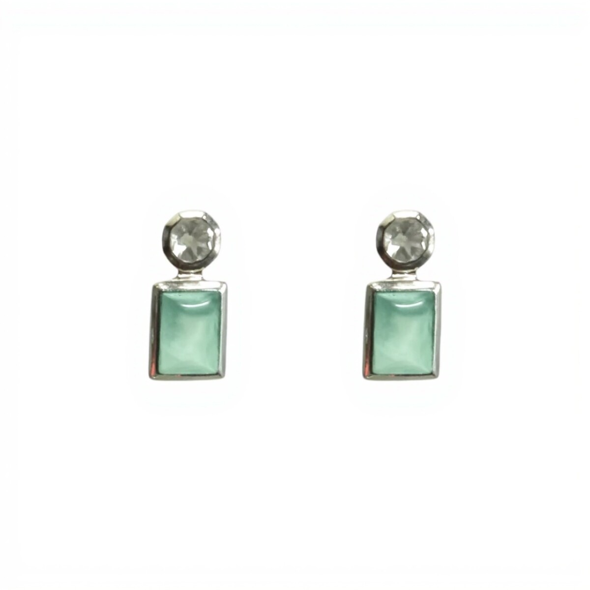 Caravanas Eugenia - Plata rodinada 925-Piedra Topacio azul-CA2006 - conpiedra 