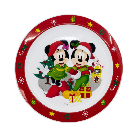 Plato Microondas Mickey y Minnie Navidad 22 cm U