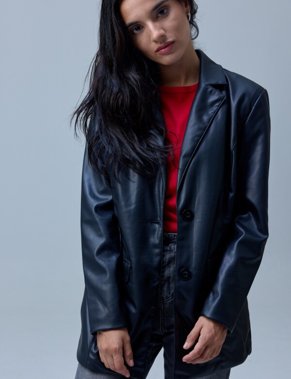 Blazer Eco Cuero Oversized NEGRO