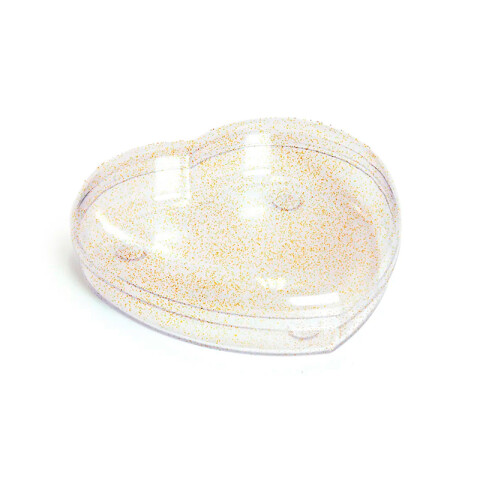 Caja de Acrílico Corazón con Glitter Oro